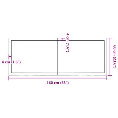 vidaXL Vonios stalviršis, šviesiai rudas, 160x60x(2-4)cm, mediena