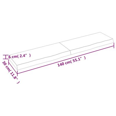 vidaXL Vonios stalviršis, tamsiai rudas, 140x30x(2-6)cm, mediena