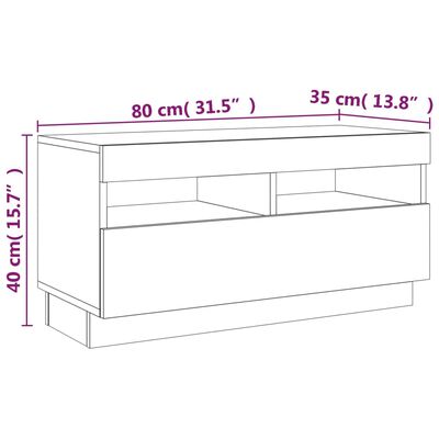 vidaXL Televizoriaus spintelė su LED, dūminio ąžuolo, 80x35x40cm