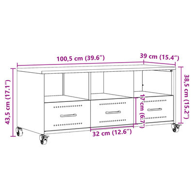 vidaXL Televizoriaus spintelė, antracito, 100,5x39x43,5cm, plienas