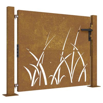 vidaXL Sodo vartai, 105x105cm, corten plienas, žolės dizaino