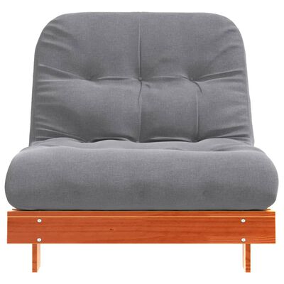 vidaXL Futono sofa-lova su čiužiniu, vaško ruda, 80x206x11cm, pušis