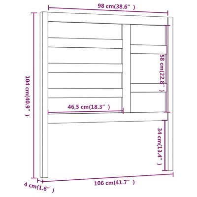 vidaXL Lovos galvūgalis, pilkas, 106x4x104cm, pušies medienos masyvas