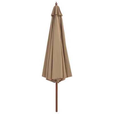 vidaXL Lauko skėtis nuo saulės su mediniu stulpu, taupe spalvos, 350cm