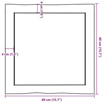 vidaXL Stalviršis, 40x40x(2-6) cm, medienos masyvas, su gyvu kraštu