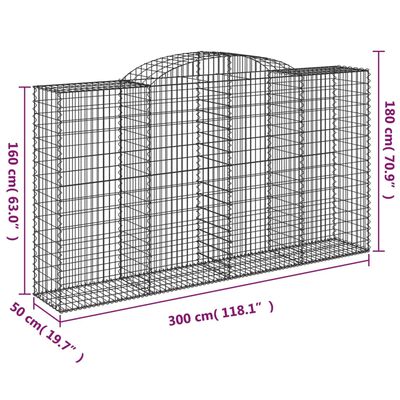 vidaXL Išlenkti gabiono krepšiai, 17vnt., 300x50x160/180cm, geležis