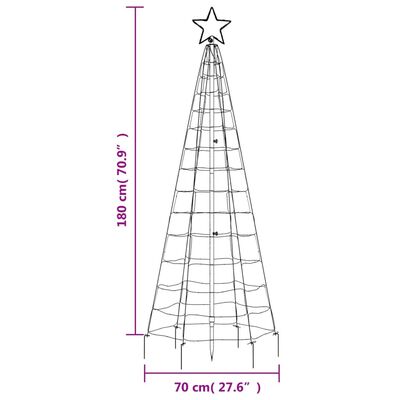 vidaXL Šviečianti Kalėdų eglutė, 180cm, 220 šiltų LED, kūgio formos
