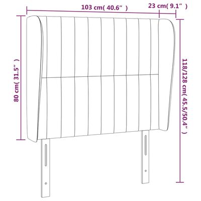 vidaXL Galvūgalis su auselėmis, pilkas, 103x23x118/128cm, aksomas