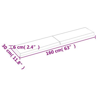 vidaXL Vonios kambario stalviršis, 160x30x(2–6)cm, medienos masyvas