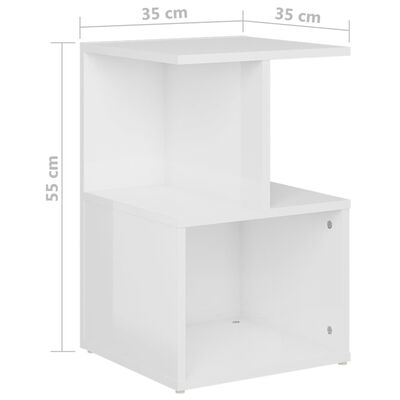 vidaXL Naktinė spintelė, balta, 35x35x55cm, apdirbta mediena, blizgi