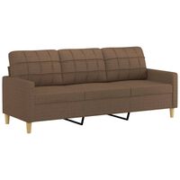 vidaXL Trivietė sofa, rudos spalvos, 180cm, audinys