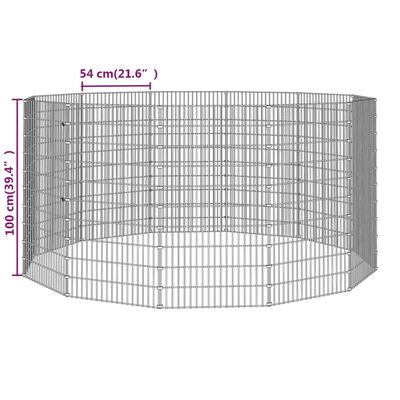 vidaXL Aptvaras gyvūnams, 12 segmentų, 54x100cm, galvanizuota geležis