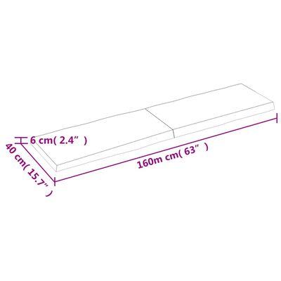 vidaXL Stalviršis, tamsiai ruda, 160x40x(2-6) cm, medienos masyvas