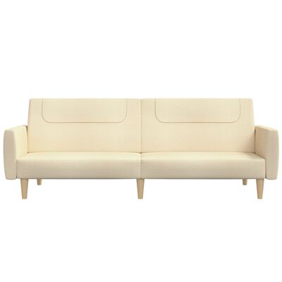 vidaXL Dvivietė sofa-lova, kreminės spalvos, audinys