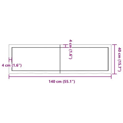 vidaXL Vonios stalviršis, tamsiai rudas, 140x40x(2–6)cm, mediena