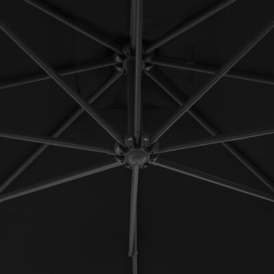 vidaXL Gembinis skėtis su plieniniu stulpu, juodos spalvos, 250x250cm