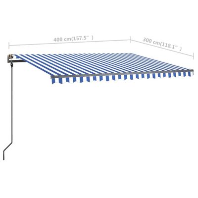 vidaXL Rankiniu būdu ištraukiama markizė, mėlyna ir balta, 4x3m