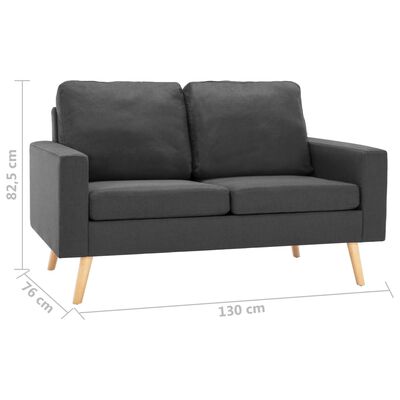 vidaXL Dvivietė sofa, tamsiai pilkos spalvos, audinys