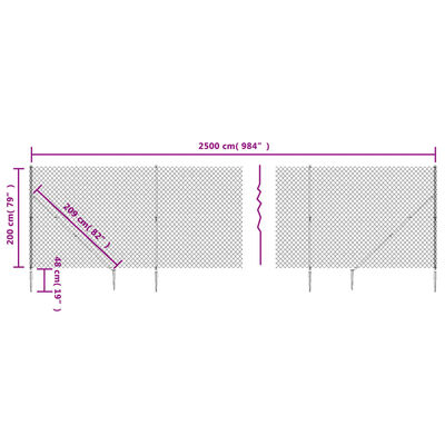 vidaXL Tinklinė tvora su smaigais, žalios spalvos, 2x25m