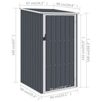 vidaXL Sodo pašiūrė, antracito, 87x98x159cm, galvanizuotas plienas