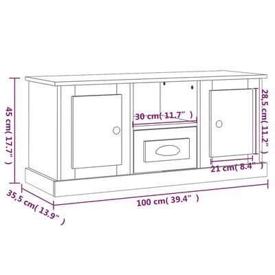 vidaXL Televizoriaus spintelė, ąžuolo, 100x35,5x45cm, apdirbta mediena