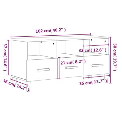 vidaXL Televizoriaus spintelė, juoda, 102x36x50cm, apdirbta mediena