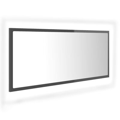 vidaXL Vonios LED veidrodis, pilkas, 100x8,5x37cm, akrilas, blizgus