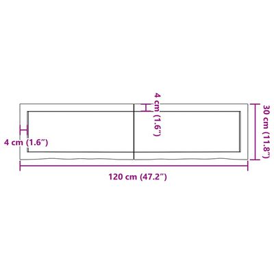 vidaXL Vonios stalviršis, šviesiai rudas, 120x30x(2–6)cm, mediena