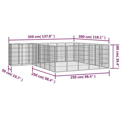 vidaXL Šunų aptvaras, 26 segmentai, juodas, 50x100cm, plienas