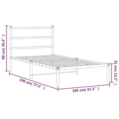 vidaXL Metalinis lovos rėmas su galvūgaliu, juodos spalvos, 100x190cm