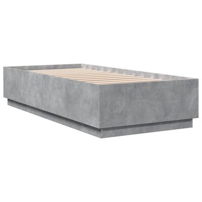 vidaXL Lovos rėmas su LED, betono pilkas, 90x200cm, apdirbta mediena