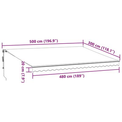 vidaXL Automatinė ištraukiama markizė, antracito ir balta, 500x300cm