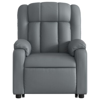 vidaXL Atsistojantis atlošiamas krėslas, pilkos spalvos, dirbtinė oda
