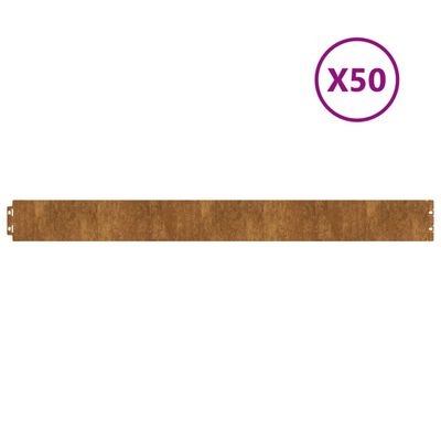 vidaXL Vejos apvadai, 50vnt., 10x103cm, lankstus Corten plienas