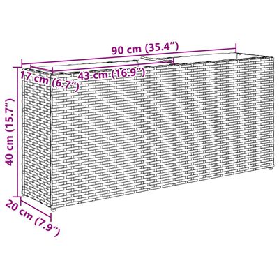 vidaXL Sodo loveliai su vazonais, 2vnt., rudi, 90x20x40cm, poliratanas