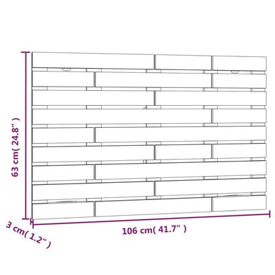 vidaXL Sieninis galvūgalis, 106x3x63cm, pušies medienos masyvas