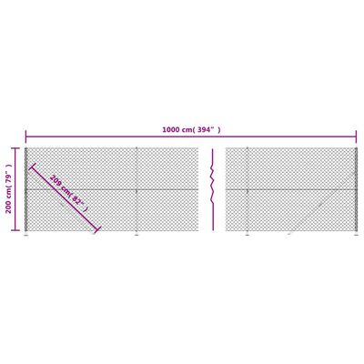 vidaXL Tinklinė tvora su flanšais, žalios spalvos, 2x10m