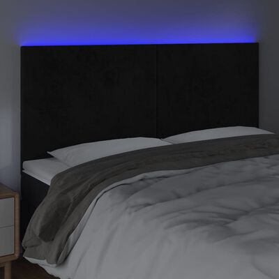 vidaXL Galvūgalis su LED, juodos spalvos, 200x5x118/128cm, aksomas