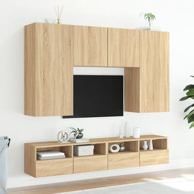 vidaXL Sieninės TV spintelės, 2vnt., ąžuolo, 80x30x30cm, mediena