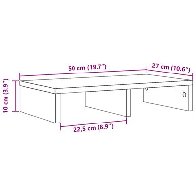 vidaXL Monitoriaus stovas, ąžuolo, 50x27x10cm, apdirbta mediena