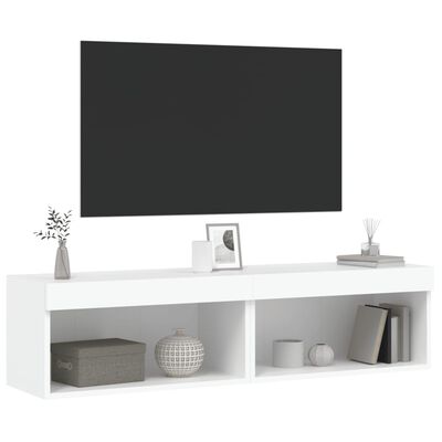 vidaXL TV spintelės su LED lemputėmis, 2vnt., baltos, 60x30x30cm