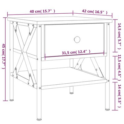 vidaXL Naktiniai staliukai, 2vnt., juodi, 40x42x45cm, apdirbta mediena
