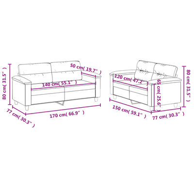 vidaXL Sofos komplektas su pagalvėlėmis, 2 dalių, pilkas, audinys