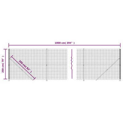 vidaXL Vielinė tinklinė tvora su flanšais, žalios spalvos, 2x10m