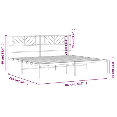 vidaXL Metalinis lovos rėmas su galvūgaliu, baltos spalvos, 183x213cm