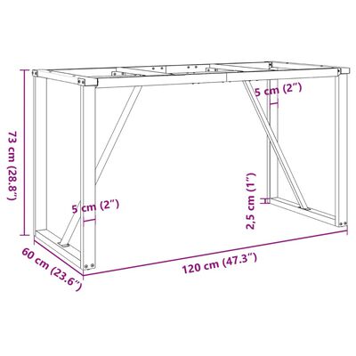 vidaXL Valgomojo stalo kojos, 120x60x73cm, ketus, O formos rėmas