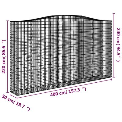 vidaXL Išlenkti gabiono krepšiai, 6vnt., 400x50x220/240cm, geležis