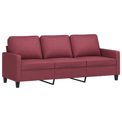 vidaXL Trivietė sofa su pakoja, raudonojo vyno spalvos, 180cm, audinys