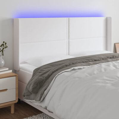 vidaXL Galvūgalis su LED, baltos spalvos, 183x16x118/128 cm