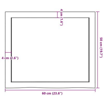 vidaXL Vonios stalviršis, tamsiai rudas, 60x50x(2-6)cm, mediena